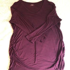 Plus Size Maternity - Burgundy Long Sleeve Top